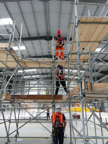 Scaffolders training at Busnes@LlandrilloMenai’s Centre for Infrastructure, Skills and Technology (CIST) at Llangefni, Anglesey